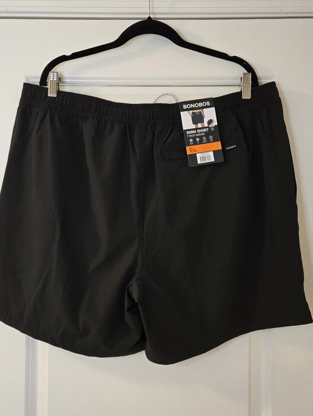 Bonobos Mens XXL Swim Bathing Suit 7” Inseam Black Solid Design Drawstring